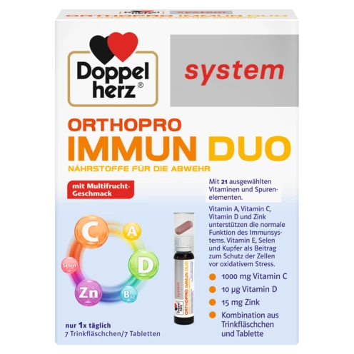 Abbildung der Produktverpackung Doppelherz system ORTHOPRO IMMUN DUO Frontansicht
